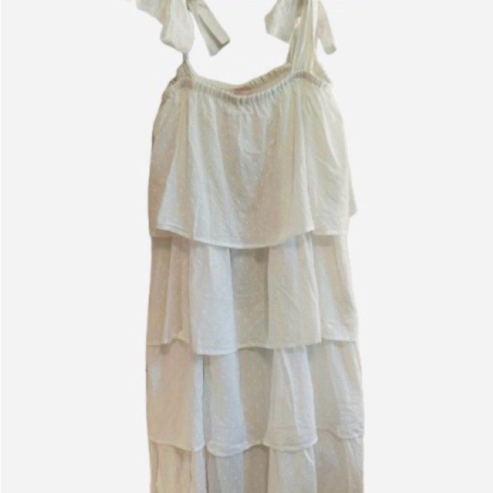 Victoria Dunn White Sleeveless Tiered Sundress NWT